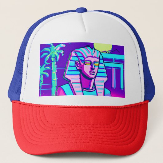 Synthwave Farao Trucker Pet (Voorkant)