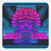 Synthwave Farao Vierkante Sticker (Voorkant)