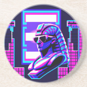 Synthwave Farao Zandsteen Onderzetter