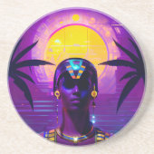 Synthwave Farao Zandsteen Onderzetter (Voorkant)