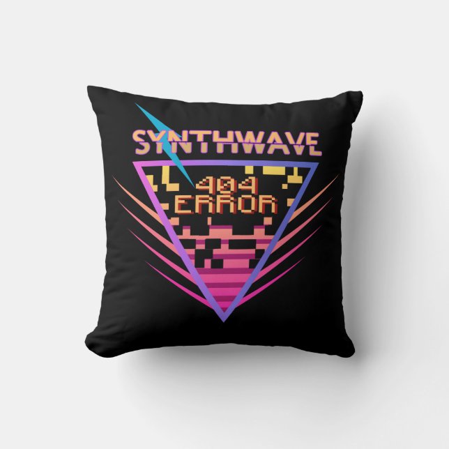 Synthwave Fout 404 Kussen (Voorkant)