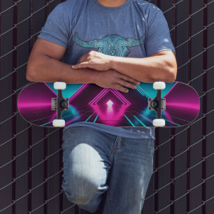 Synthwave Glanzende Piramide Tunnel Neon Sci-Fi Persoonlijk Skateboard