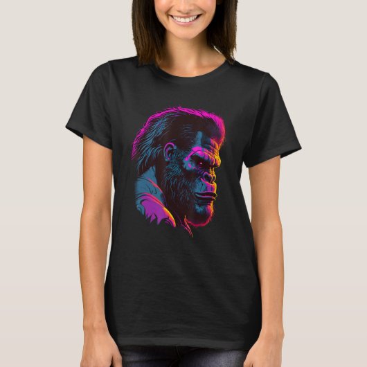 Synthwave Glitch Art Gorilla T-shirt (Voorkant)