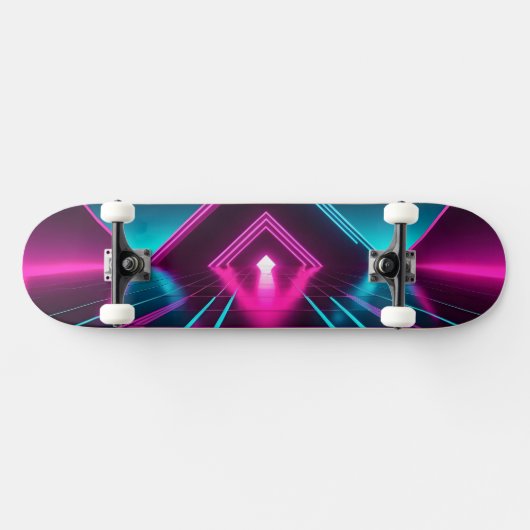 Synthwave Glowing Pyramid Tunnel Neon Sci-Fi Persoonlijk Skateboard (Horizontaal)