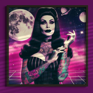 Synthwave Gothic Pin-up Poster