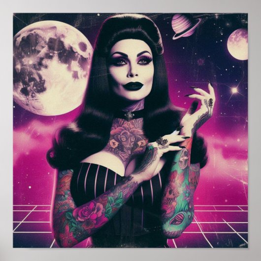 Synthwave Gothic Pin-up Poster (Voorkant)