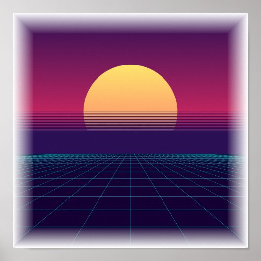 Synthwave Grid - Retrowave 80s Esthetiek Poster (Voorkant)
