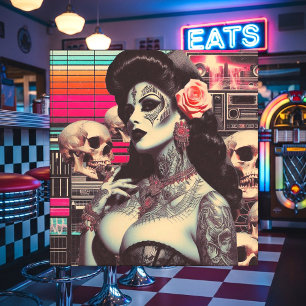 Synthwave Griezelige Pin-up Tegeltje