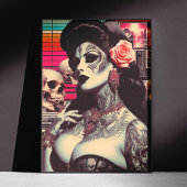 Synthwave Griezelije Pin-up Poster