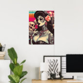 Synthwave Griezelije Pin-up Poster (Thuiskantoor)