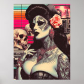 Synthwave Griezelije Pin-up Poster (Voorkant)