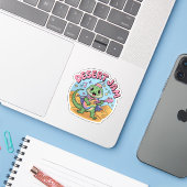 Synthwave Hagedis Keytar Retro 80s Woestijn Sticker (Laptop met iPhone)