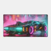 Synthwave Hyper Car in Vibrant Neon Desk Mat (Voorkant)