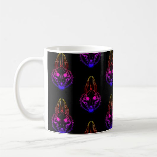 Synthwave Jackals Skull Coffee Mok (Links)
