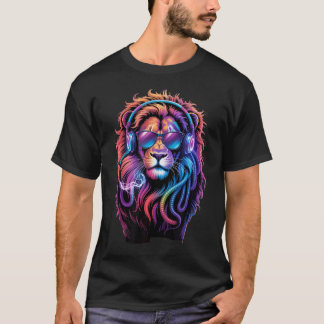 Synthwave Katachtige Koptelefoon T-shirt