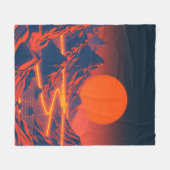 Synthwave Landschap met Neon Mountains Fleece Deken (Voorkant (Horizontaal))