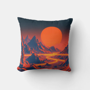 Synthwave Landschap met Neon Mountains Kussen