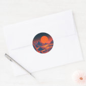 Synthwave Landschap met Neon Mountains Ronde Sticker (Envelop)