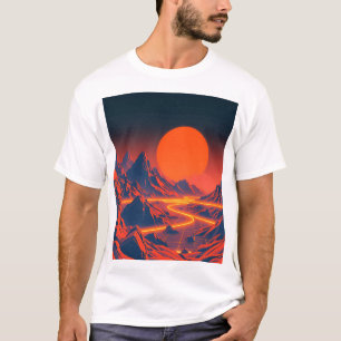 Synthwave Landschap met Neon Mountains T-shirt