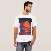 Synthwave Landschap met Neon Mountains T-shirt (Voorkant volledig)