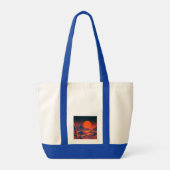 Synthwave Landschap met Neon Mountains Tote Bag (Achterkant)