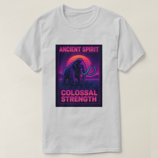 "Synthwave Mammoth T-shirt | Ancient Spirit Coloss (Design voorkant)