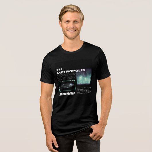 Synthwave Metropolis - Electropop-toetsenbord Tri-Blend Shirt (Voorkant volledig)