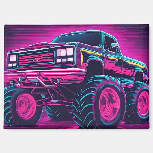 Synthwave Monster Truck Magneet (Voorkant)