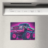 Synthwave Monster Truck Magneet (Insitu (Vaatwasser))