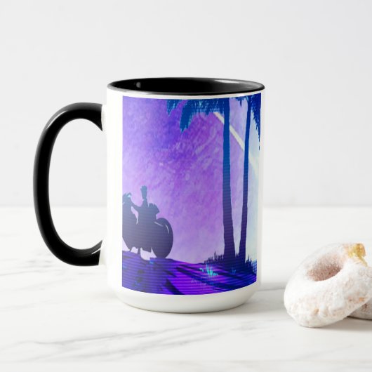 Synthwave Motorcycle Mug Mok (Met donut)