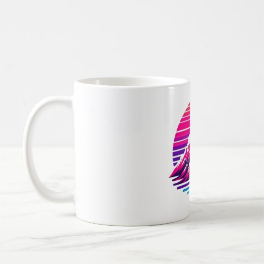 Synthwave Mountain Mug – Retro Sunset Coffee Cup Koffiemok (Links)
