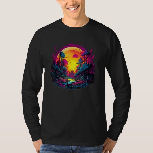 Synthwave Music Festival Forest T-shirt (Voorkant)