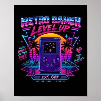 Synthwave Neon Arcade Gaming Muurkunst Poster