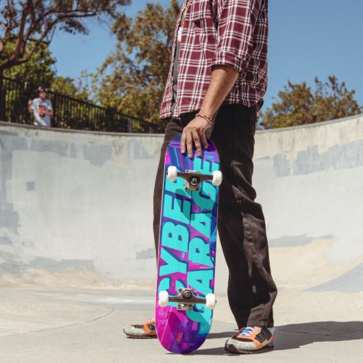 Synthwave Neon Auto Cyberpunk Garage Outrun Persoonlijk Skateboard (Buiten 2)