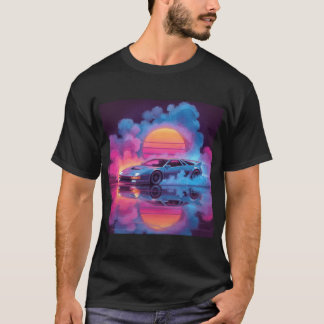 Synthwave Neon Car Graphic T-shirt