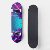 Synthwave Neon City Cyberpunk Industrial Persoonlijk Skateboard (Voorkant)