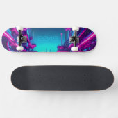Synthwave Neon City Cyberpunk Industrial Persoonlijk Skateboard (Horizontaal)