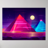 Synthwave Neon City - Egypte, piramide Poster (Voorkant)