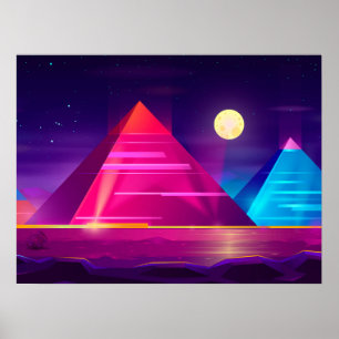 Synthwave Neon City - Egypte, piramide Poster