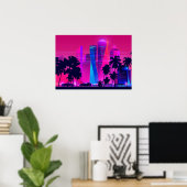 Synthwave Neon City Miami Vice Poster (Thuiskantoor)