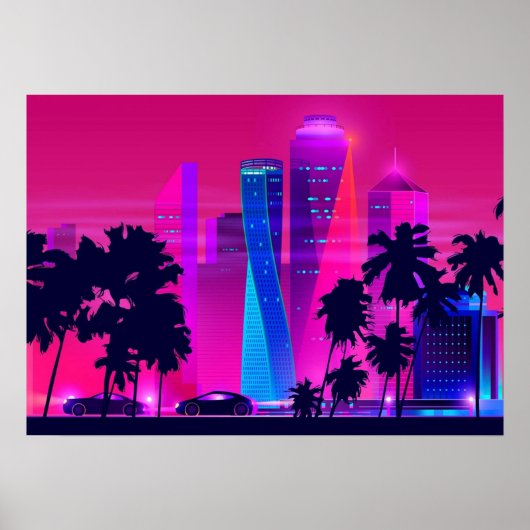 Synthwave Neon City Miami Vice Poster (Voorkant)
