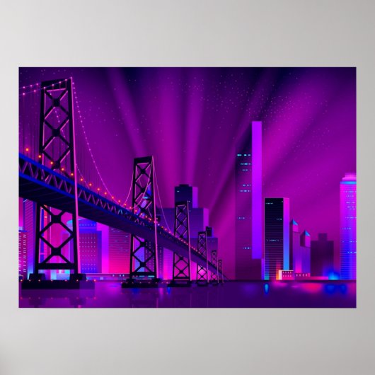 Synthwave Neon City San Francisco Poster (Voorkant)