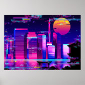 Synthwave Neon City - Tokio glitch Poster (Voorkant)