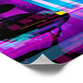 Synthwave Neon City - Tokio glitch Poster (Hoek)