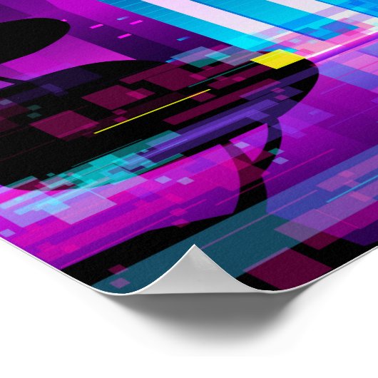 Synthwave Neon City - Tokio glitch Poster (Hoek)