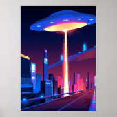 Synthwave Neon City: UFO Poster (Voorkant)