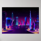 Synthwave Neon City ⛔ Vector art Poster (Voorkant)