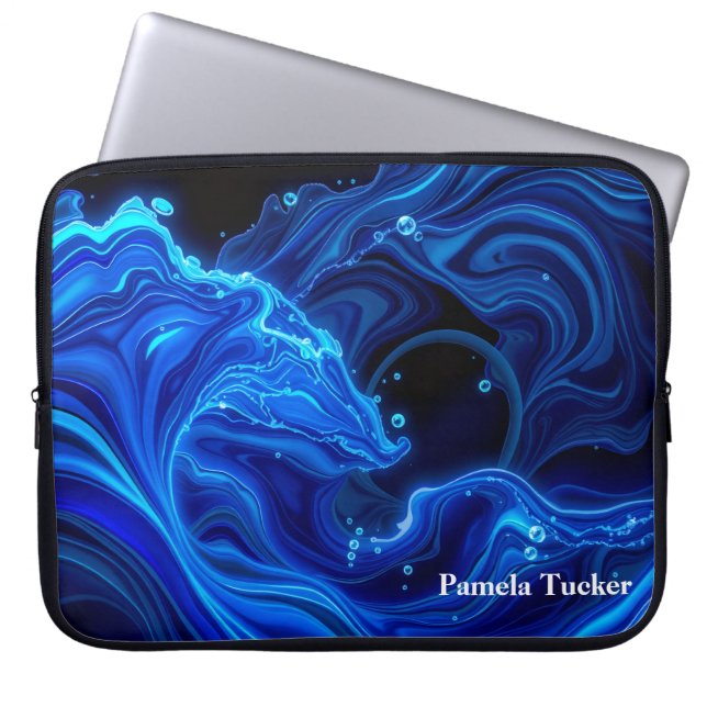 Synthwave Neon Golf Esthetiek Groot Laptop Sleeve (Voorkant)