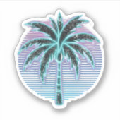 Synthwave neon palmboom sticker (Voorkant)