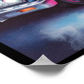 Synthwave Neon Police Car Poster (Hoek)